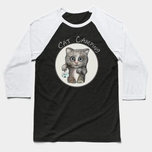 Cat Camping Baseball T-Shirt